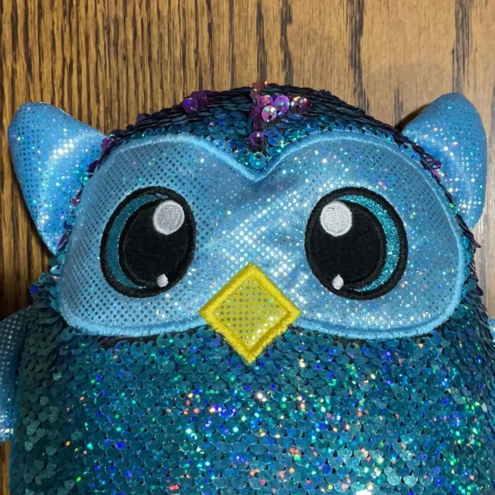 Adorable Plush Shimmeez OWL “OLIVIA”🦉 teal blue & purple reversible sequins